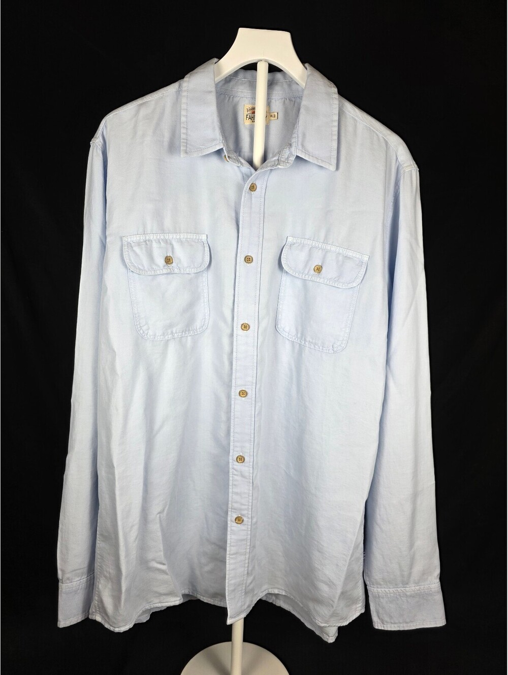 Faherty Brand Long Sleeve Button Down Shirt Men's XL Light Blue Flap Pockets